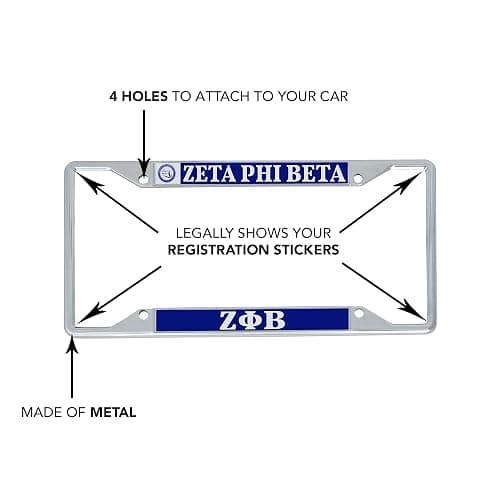 Desert Cactus Zeta Phi Beta Car Accessories Zetas ZPHIB Sorority Metal License Plate Frame and Tag Holder for Front or Rear of Car (Crest LP Frame) thumbnail 4