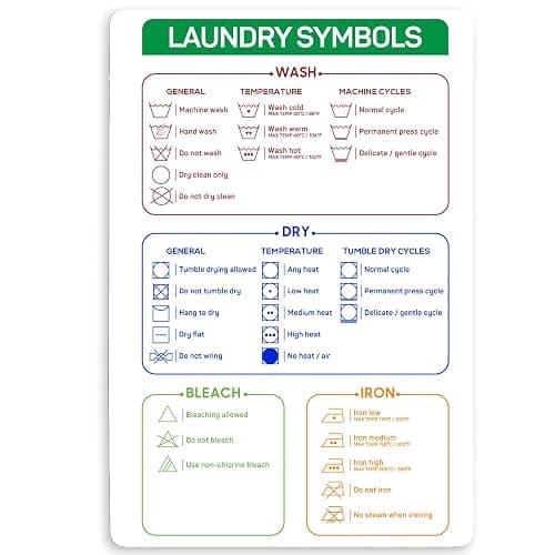 Laundry Symbols Chart Magnet (5x7.6 Inches) – Laundry Care Symbols Chart for Washing Machine & Dryer – Magnetic Laundry Room Must Haves – Stylish Laundry Room Accessories for Easy Clothing Care - Image 1
