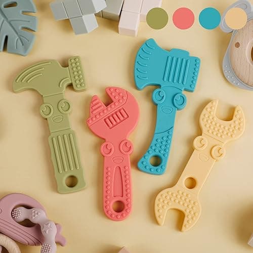 TYRY.HU Baby Teething Toys for Babies 0-6 Months 6-12 Months, BPA Free Silicone Baby Molar Teether Chew Toys, Hammer Wrench Spanner Pliers for Boys Girls, Soft-Textured, Easy to Hold & Clean, 4 Packs - Set A thumbnail 8