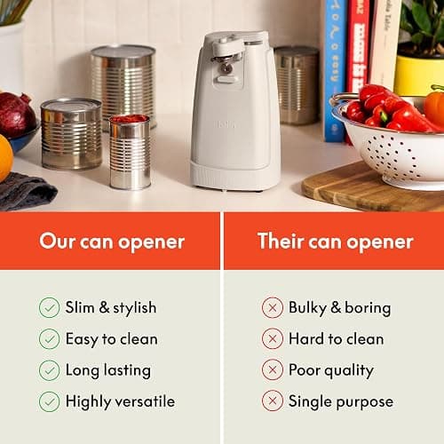 bella Electric Can Opener and Knife Sharpener, Removable Cutting Lever, Cord Storage, Stainless Steel Blade, Oatmilk thumbnail 8