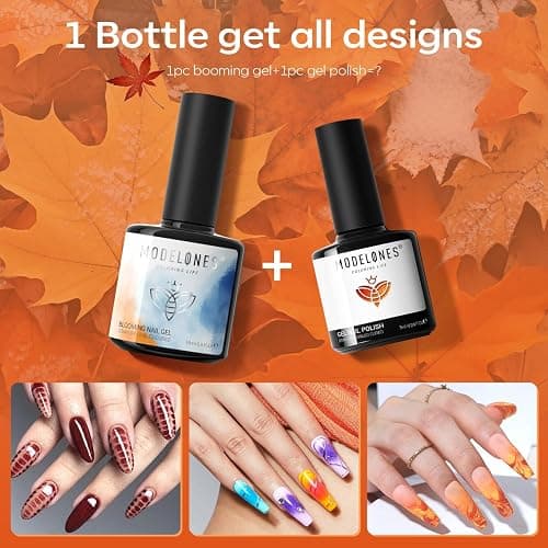 modelones Blooming Gel Nail Polish, 15 ml Clear Nail Art Accessories Stuff for Spreading Effects, Floral Print, Marble, Watercolor Design thumbnail 5