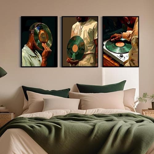 Black Man Wall Art African American Men Canvas Wall Decor Black People DJ Poster Hip Hop Music Pictures Fashion Male Artwork Modern Prints Culture Painting for Bedroom Living Room 12x16 Inch Unframed thumbnail 5