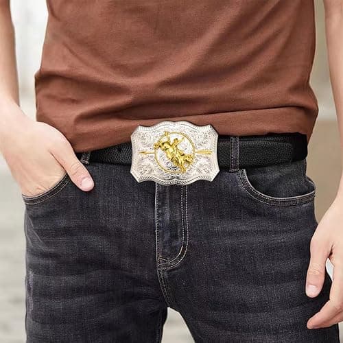 MASOP Western Belt Buckle for Men Cowboy Long Horn Bull Belts American Country Belt Buckles thumbnail 6