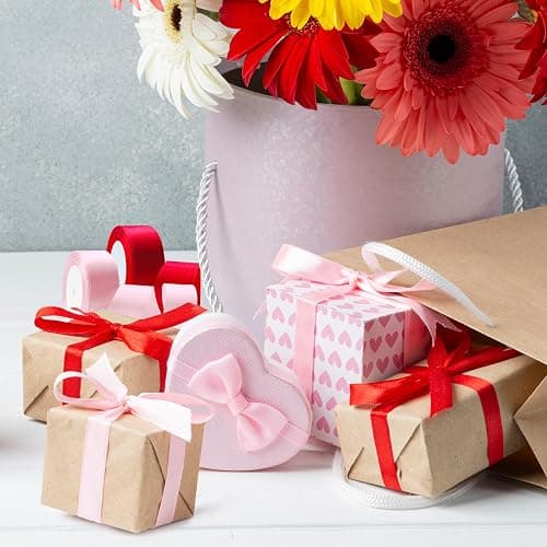 Flezoo 25 Yards Pink Satin Ribbon 1 1/2inch, Single Face Polyester Silk Fabric Hair String Ribbon for Craft, Flower Bouquets, Gift Wrapping, Wedding, Bow Making and Valentines Decoration thumbnail 2