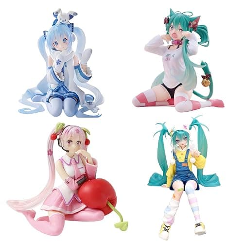 HOpGdd Anime Style Girl Figures Set, 4 Pcs Cute Sitting Character Figurines, 5.1-5.9 Inch PVC Collectible Figures, Desktop Decoration for Fans and Display(4PCS) - Image 1