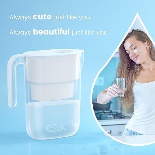 Waterdrop Water Filter Pitcher with 1 Filter, 5X Times Lifetime, Lasts 200 Gallons, for Fridge, Countertop and Gift, Reduces PFOA/PFOS, Chlorine, 7-Cup Capacity, Elfin, White thumbnail 9