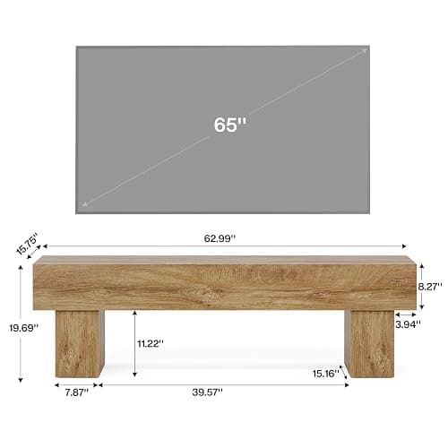 Tribesigns 63" TV Stand, Farmhouse Entertainment Center, Low TV Console Table for Living Room, Long Media Console Television Stands for 55/60/65 Inch TV thumbnail 2