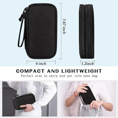 Travel Cable Organizer Bag, Electronic Accessories Organiser, 2-Layer Carry Case Portable Waterproof Double Layers, All-in-One Storage Bag for Cable, Cord, Charger, Phone, Earphone (Black) thumbnail 2