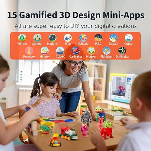 AOSEED X-Maker 3D Printer for Kids and Beginners, Fully Assembled High-Speed 3D Printer with 8 PLA Filament Set, Leveling-Free Bed, Wi-Fi Printing, Resume Printing, Silent, High Precision, with App thumbnail 6