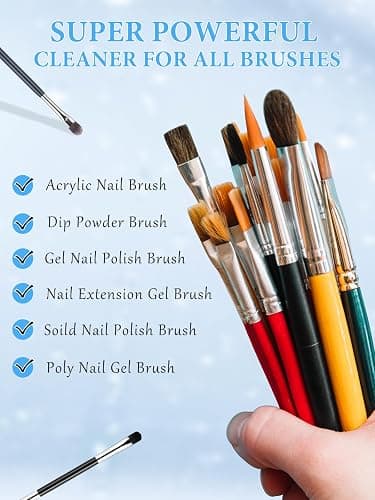 EBANKU 120ml Acrylic Nail Brush Cleaner, 3 in 1 Nail Art Brushes Conditioner Nail Brush Clean Solution Quickly Clean With Glass Cup and Scrub Brush for Solid Gel Polish/Nail Extension Gel thumbnail 4