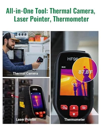 HF96 Thermal Camera with AI Scene Detection, Laser Pointer, 240x240 Super Resolution, -4°F~1022°F, Thermal Imaging Camera for HVAC Electrical Building Inspection,25Hz Infrared Camera,11h Runtime thumbnail 3