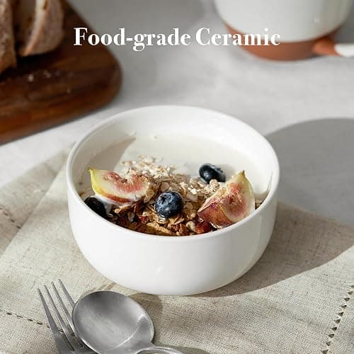 DOWAN 22 OZ Cereal Bowls Set of 6-5.25" White Soup Bowls for Kitchen, Ceramic Bowls for Cereal, Soup, Oatmeal, Rice, Dishwasher & Microwave Safe thumbnail 8