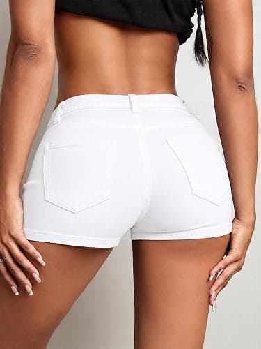 ELLEVEN High Stretchy Low Rise Jean Shorts for Women, Y2K Mini Denim Shorts Sexy Summer thumbnail 2