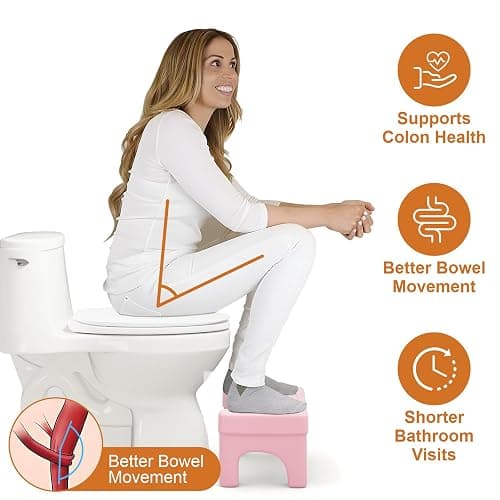 Pink Poop Stool Adult - 7" Toilet Stool with Non-Slip Designs for Squatting in Bathroom thumbnail 3