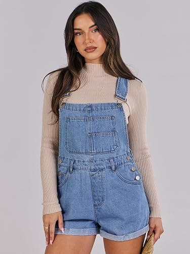 ANRABESS Overalls for Women Denim Shorts Overalls 2026 Summer Casual Loose Fit Adjustable Rompers Jean jumpsuit Bib Shortalls thumbnail 2