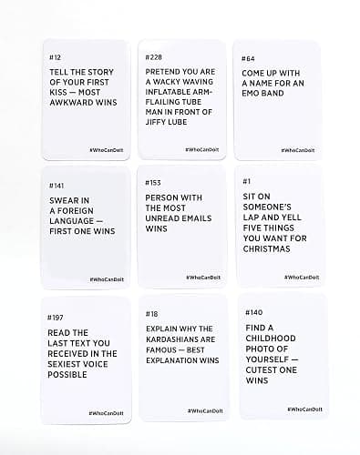 DSS Games Who Can Do It [A Party Game | Compete with Your Friends to Win These Challenges | Adult Game | Great for White Elephant, Friendsgiving, Stocking Stuffers, Holiday Parties] thumbnail 3