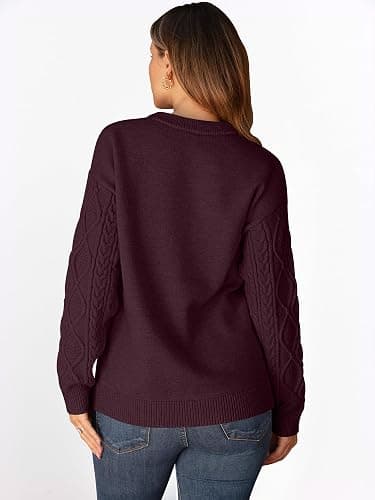 ANRABESS Women Oversized Chunky Cable Knitted Vintage Sweater 2025 Fall Winter Outfits thumbnail 6