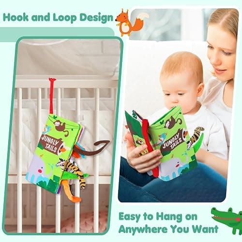 beiens Baby Books Toys, Touch and Feel Crinkle Cloth Book for Infant Baby 0-3-6-12-18 Months, Early Development Interactive Stroller Soft Toys, Newborn Gifts for Boys Girls thumbnail 6