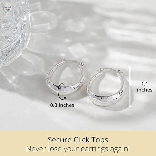 925 Sterling Silver Hypoallergenic Chunky Hoop Earrings for Women | Anti Tarnish Hoops in Various Styles by MAX + STONE thumbnail 3