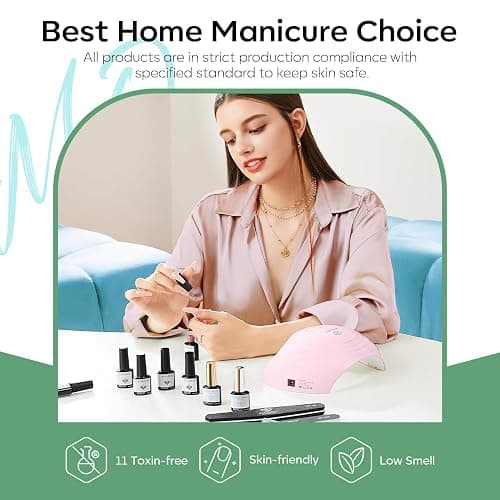 modelones Gel Nail Polish Set - 6 Colors Misty Gray Dark Green Glitter Gel Polish Kit Sage Green Baby Blue Nail Polish Soak Off LED Nail Lamp Nail Kit Fall Winter Nails Salon DIY Gift thumbnail 8