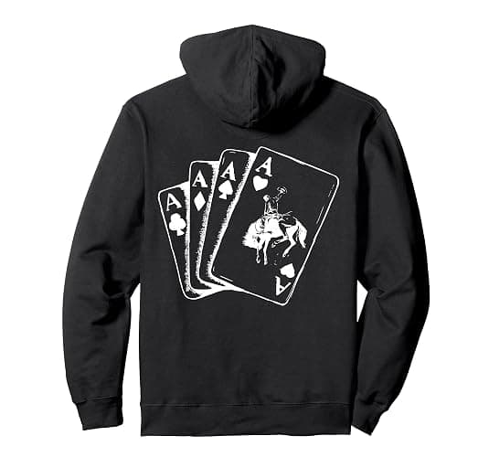 Ace Card Cowboy Poker Card Games Word On Back Clothing Pullover Hoodie - Image 1