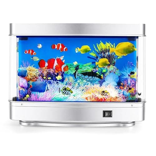 THOSOLTH Fake Fish Tank Lamp – Frutiger Aero Decor Artificial Fish Tank with Moving Fishes – Relaxing Fake Aquarium Light & Plug-in Night Light for Kids, Adults, and Home Décor - Image 1