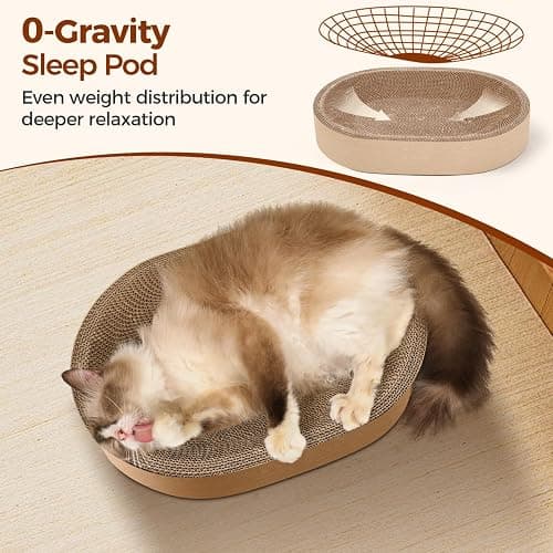 ComSaf Cat Scratching Board - Cat Scratcher Bed for Indoor Cats, Corrugated Cardboard Cat Scratch Pad, Durable Oval Cat Scratcher Bed Bowl for Kitten, Furniture Protector thumbnail 3