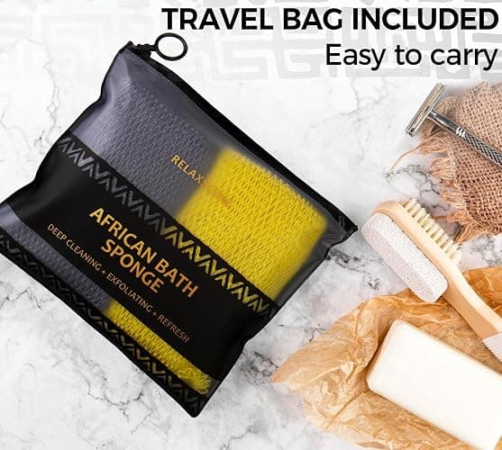 African Net Sponge Authentic - 2 Pieces Exfoliating Body Scrubber Bath Sponge York&Slate - Back Scrubber Washcloth for Shower - Real African Scrub Exfoliator Body Care Bathing Accessorie thumbnail 6