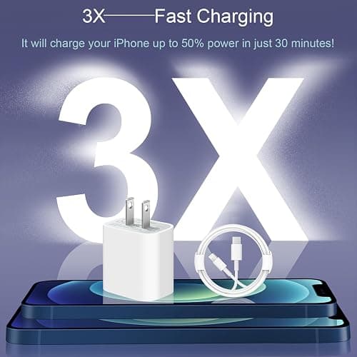 iPhone 14 13 12 11 Super Fast Charger [2Pack] cargador 20W Rapid USB C Wall Charger Block with 6FT Fast Charging Cable Compatible with iPhone 14 Pro Max/Pro/Plus/Mini/iPad thumbnail 2