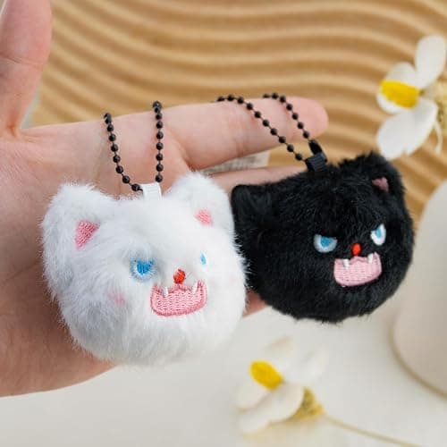 WXCATIM Kawaii Keychain 2ps Cute Plush Keychain Backpack Accessories Kawaii Keychains Stuffed Animal Cat Gifts For Cat Lovers Black Cats Gifts for Backpacks Handbag Bag Wallet for Women Friends thumbnail 5