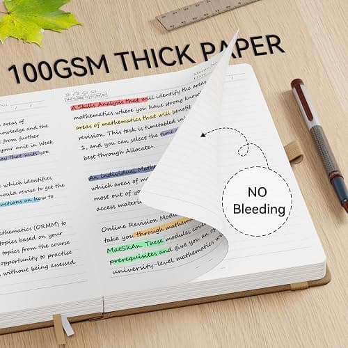NORDUN Notebook A5 360 Pages,Lined Notebooks with Sticky Notes&Inner Pocket,100gsm Thick Paper Journals Notebook for Women Men Writing School,Office,Travel,14.5 x 21cm - Brown thumbnail 5