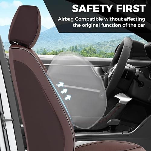 FLORICH Car Seat Covers Full Set, Leather Seat Covers for Cars, Car Seat Protector Waterproof Breathable, Universal Automotive Seat Covers, Front and Rear Car Seat Cover Fit for Most SUV Pick-up Truck thumbnail 7
