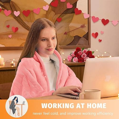 BOMOVA Electric Heated Blanket Single Throw (130x160cm,Light Pink)-Flannels Fleece Winter Warm Blanket,10-Level Heating & 5 Auto Timer,Cozy Sofa Throw for Home Office,Xmas House Warming New Home Gifts thumbnail 5