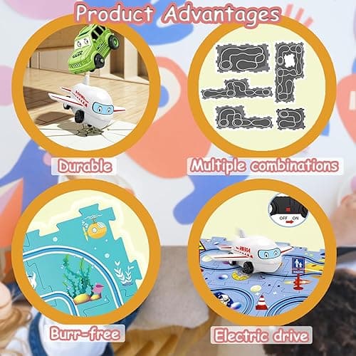4 Year Old Boy Birthday Gift, Puzzle Racer Kids Car Track Set Puzzle Racer Car Track Set with Roadmap Puzzle Track Car Play Set Toys for 4 Year Old Boys (A-Dinosaur, Set1-25pcs) - Set1-25 PCS - A-dinosaur thumbnail 5