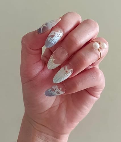 Thrivingbyday Mother's Day 30 Pieces Press On Nails Short with Nail Glue Reusable 3D Design Art Wearable Nails Full Coverage Nails (Colorful) thumbnail 4