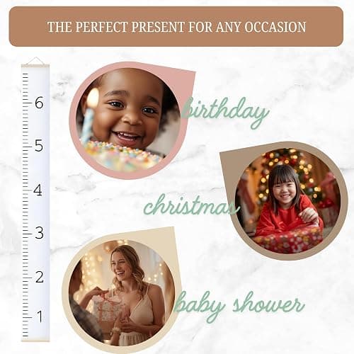 Morxy Canvas Growth Chart for Kids - Unisex Kids Room Wall Decor - Measuring Height Chart- Wall Tape with Height Chart for Kids (Canvas, Plain White) thumbnail 4