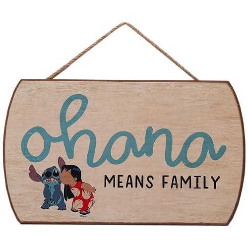 Disney Lilo and Stitch Ohana Means Family Hanging Wood Wall Decor - Cute Ohana Sign for Home Decorating - Image 1