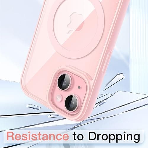 JETech Magnetic Case for iPhone 15 6.1-Inch Compatible with MagSafe, Shockproof Phone Bumper Cover, Solid Color Matte TPU Frame, Anti-Scratch Clear Back (Pink) thumbnail 5