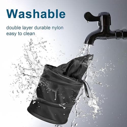 Kincown Car Trash Can, 2 Packs Mini Collapsible Pop-up Car Garbage Can, Waterproof Hanging Car Trash Bag with Velcro, Car Trash Bin, Black thumbnail 4