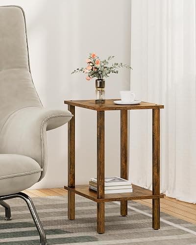 TUTOTAK End Table, Set of 2, Side Table, Nightstand, 2-Tier Storage Shelf, Sofa Table for Small Space, Living Room, Bedroom, Brown TB01BB035C thumbnail 9