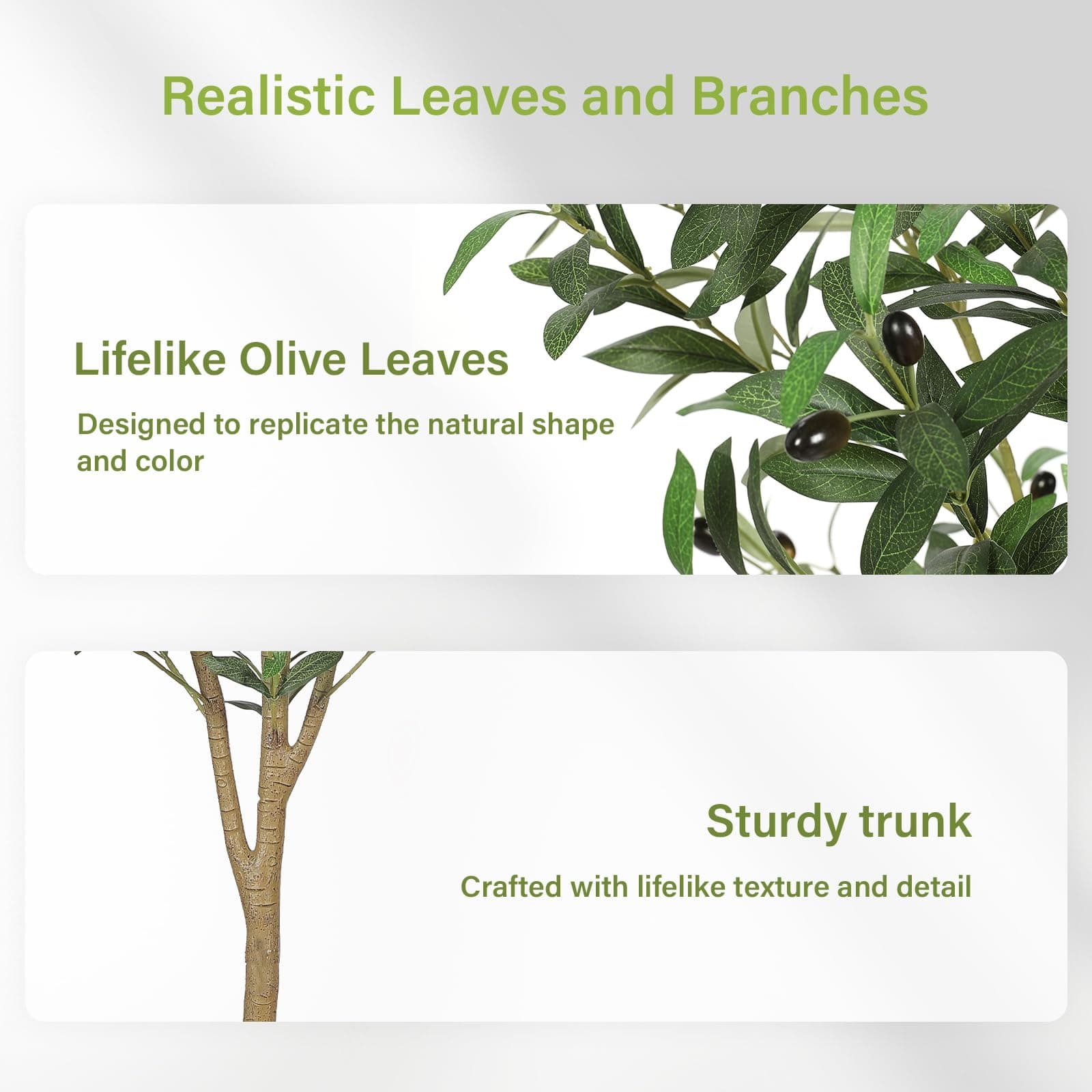 FEELEAD Faux Olive Tree 4ft – Olive Trees Artificial Indoor with Natural Wood Trunk and Lifelike Fruits – Realistic Fake Olive Tree, Artificial Olive Tree for Home, Office, Living Room Decor thumbnail 4