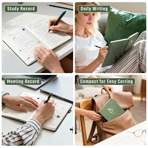 Ovesmusl Journal for Girls Women Journals for Writing 100GSM A5 Leather Notebook for Girls Ages 8-12 College Ruled 192 Pages Flower Diary with Heart-Shaped Shadow 8.3" x 5.7", Green thumbnail 6