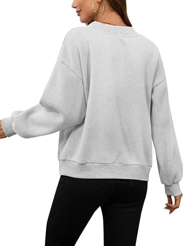 Avanova Women USA Graphic V Neck Sweatshirts Top Drop Shoulder Long Sleeve Pullover Shirt thumbnail 2