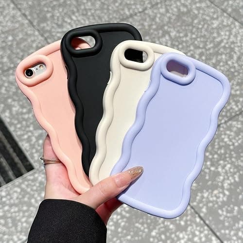WOGROO Slim Fit Case for iPhone SE (2nd 2020 and 3rd 2022 Generation) & iPhone 7 & iPhone 8 4.7-Inch, Wave Frame, Cute Soft TPU Thin Protective Phone Cover for Women, Light Purple thumbnail 6