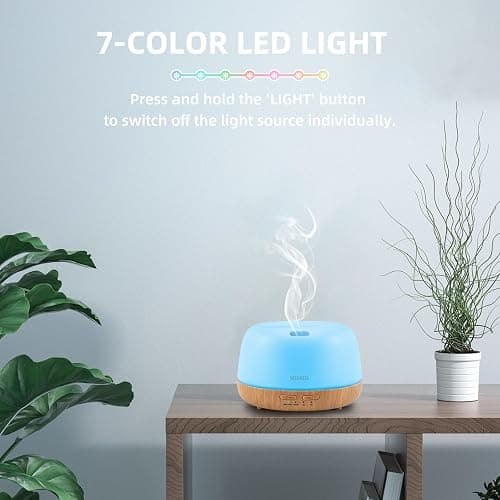 SEEDSEEL 300ML Essential Oil Diffuser with 7-Color LED Lights and Remote Control, Modern Minimalist Design, High-Efficiency Ultrasonic Mist Aromatherapy Diffuser for Home thumbnail 6