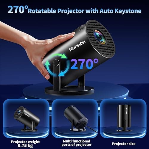 [2026 Upgraded] Mini Projector Support 4K 1080P FHD Auto Keystone 270° Rotatable with WiFi 6 and Bluetooth 5.2 Projector Portable Compatibile with HDMI/TV Stick/Memory Stick/Laptop,Black thumbnail 5