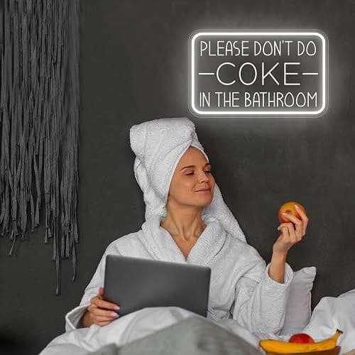 Please Don't Do Coke in The Bathroom Neon Sign for Wall Decor,USB Powered LED Neon Light with Adjustable Brightness,Light Up Sign for Party Decor,Bathroom,Christmas Gifts thumbnail 5