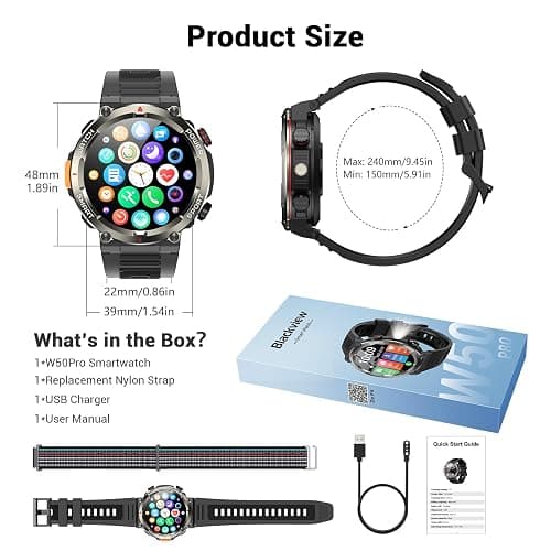 Military Smart Watch for Men(Answer/Make Calls),Outdoor Smartwatch with 100 Days Battery/Flashlight/Compass/Heart Rate/SpO2/Sleep Monitor/2 Straps, Rugged Fitness Watch for iPhone/Android Phones thumbnail 9