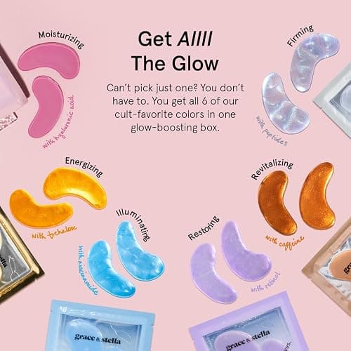 grace & stella Under Eye Mask Variety Pack - 18 Pairs of Under Eye Patches for Dark Circles - With 6 Colors (3 Pairs/Color) - Valentines Gift Bags - Gel Masks Puffy Eyes for Women, Vegan Cruelty Free thumbnail 2