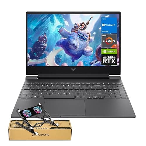 HP Victus RTX 4050 AI Gaming Laptop with Copilot, 15.6 FHD 144Hz, AMD Ryzen 7 7445HS(Beats Intel i7-13700), NVIDIA RTX 4050, 32GB DDR5 RAM, 1TB SSD, Backlit KB, Bundle with PCO Laptop Cooler - Image 1